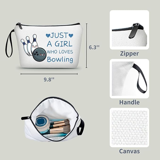 ARIOSEY Bowling Accessories for Women, Travel Makeup Bag with Keychain