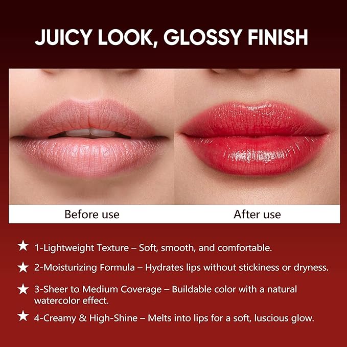 ilembane Hydrating Lipstick Set, True Red & Cocoa Brown Tinted Lip Balm