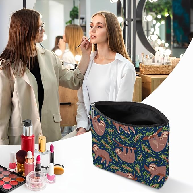 XFN Sloth Gifts 2 Pcs Makeup Bag, Sloth Stuff Cosmetic Bag Travel Pouch, Sloths Lovers Gifts for Women Girls Daughter Sisters Coworker Best Friend Friendship Graduation Birthday