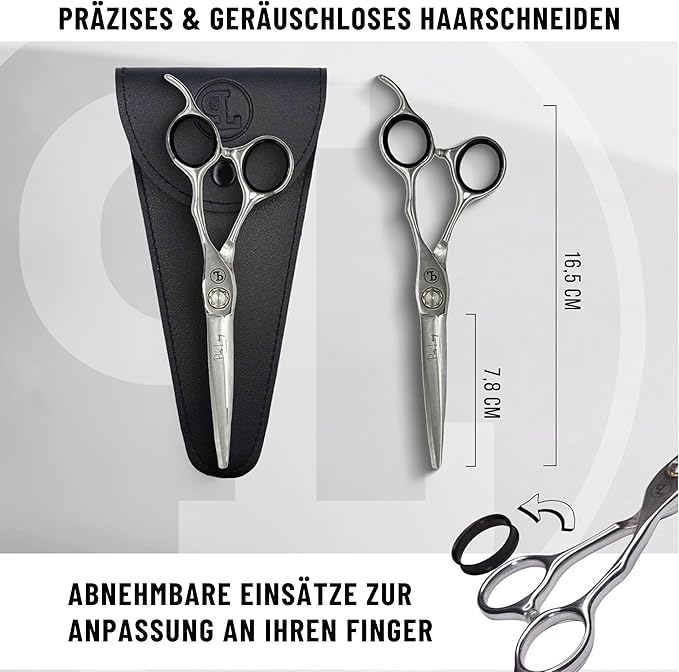 PIUS LANG Professional Hair Cutting Scissors 6.5" Since 1852 – Premium Shears for Beauty Students, Beginner Stylists & Premium Home Use, Convex Blades, Ball-Bearing Tension System + Pouch