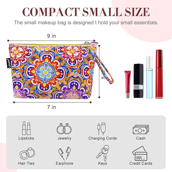 Gloppie Small Makeup Bag for Purse Boho Cosmetic Sunscreen Bags for Women