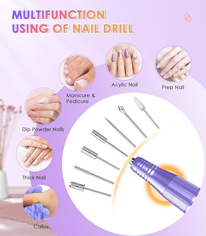 Portable Electric Nail Drill Machine: Professional File Machine 40000RPM