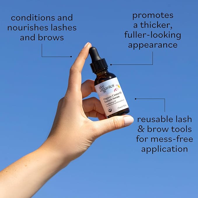 Sky Organics USDA Organic Castor Oil Eyelash Serum 1 fl oz, Glass Bottle