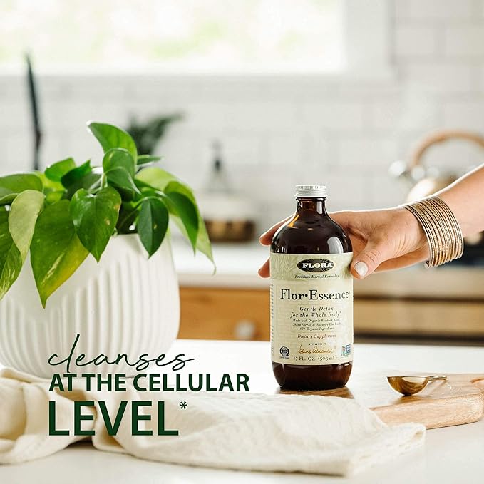 Flora - Flor-Essence - Gentle Detox Tea for a Full-Body Cleanse - Contains Organic Slippery Elm Bark, Rhubarb, Burdock Root & More - Vegan, Non-GMO & Gluten-Free - 32 fl. oz.