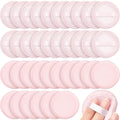 SiliFine 40 Pcs Cotton Powder Puffs Bulk Washable, 2.36 Inch Round Makeup Dusting Puff with Ribbon for Loose and Pressed Powder Face Body Cosmetic, Pink