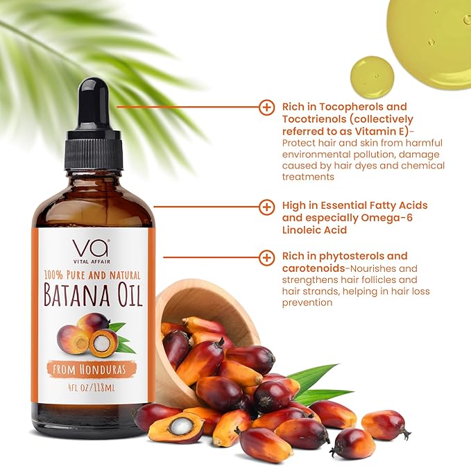 Batana Hair Growth Oil 4 Fl Oz Glass Bottle For Strong and Shiny Hair
