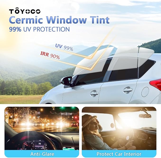 TOYOCO Ceramic Car Window Tint Film, 35% VLT, 20" x 20FT Window Privacy Film, No Signal Interference, 99% UV Protection & Scratch-Resistant for Side & Rear Windows, DIY Install
