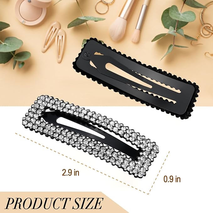 Kanprincess Rhinestone and Crystal Hair Clips 2-Pack, Sparkly Barrettes & Elegant Bling Accessories for Women & Girls(Set7)