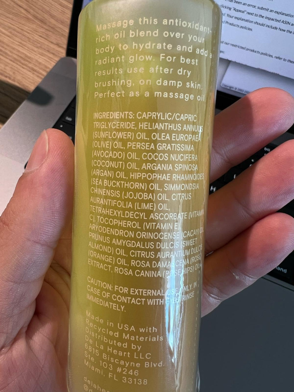 de la heart Golden Body Oil 3.4 fl oz | Nourishing Lightweight Body Moisturizer for Radiant, Silky Skin | Fast-Absorbing Natural Oil Blend with Subtle Glow | Hydration & Softness for All Skin Types