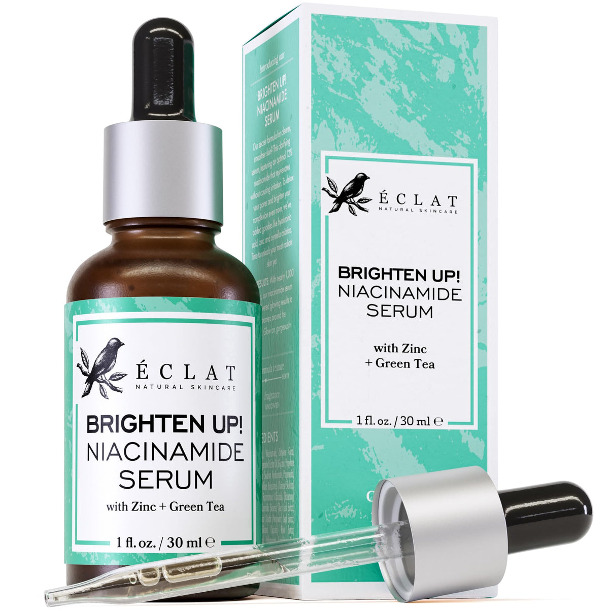 Eclat Skincare Clarifying Niacinamide Serum - 12% Niacinamide with Zinc PCA & Hyaluronic Acid - Hydrating & Soothing Formula - Face Serum for Minimizing Pores and Improving Skin Texture 1 Fl Oz