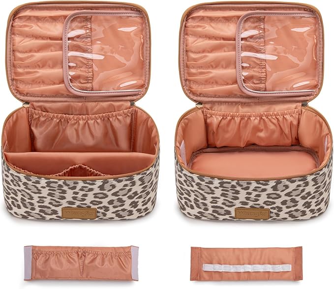 Wrangler Travel Makeup Bag 2pcs Set Cosmetic Bag with Makeup Brush Holder