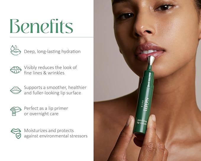 SŌM Skin Exosome Lip Serum | Hydrating & Anti-Aging Lip Formula, Reduces Fine Lines & Wrinkles, Microbead Exfoliation, Plumps & Nourishes