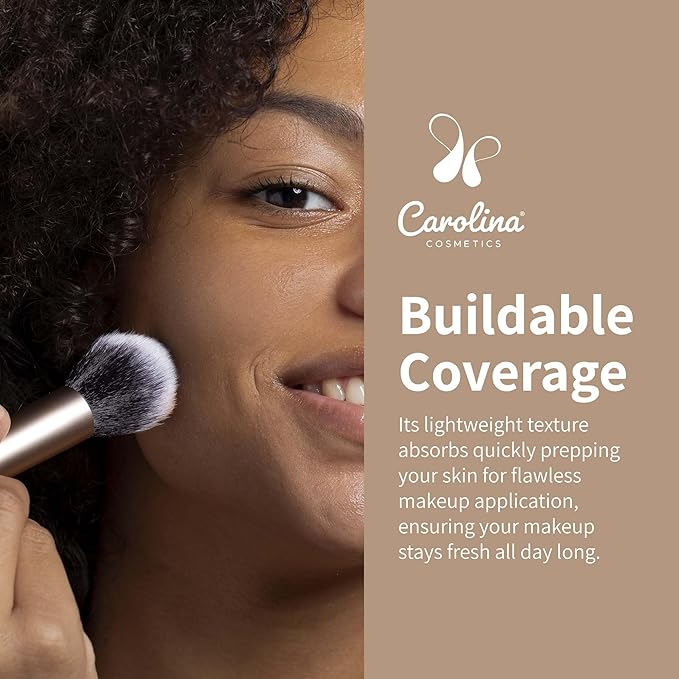 Carolina Cosmetics - Plant-Based Foundation in Touch of Sun Shade - Hydrating, Pore-Minimizing & Buildable Coverage - Vegan, Non-GMO, Gluten-Free, Paraben-Free - Sun Protection - 1Fl Oz