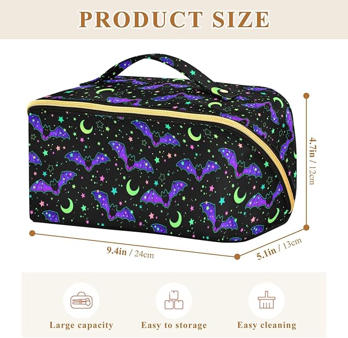 MNSRUU Makeup Organizer Bag, Magic Galaxy Bat Travel Makeup Bags Makeup Vanity Case Large Capacity Rhombus Cosmetic Toiletry Bag for Girl Women Ladies
