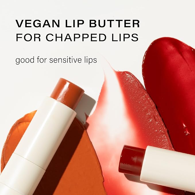 Melixir Vegan Lip Butter (12 Colors), Hydrating Tinted Lip Balm Stick, Bee-Free, Petrolatum-Free, Plant-Based, Moisturizes Dry & Chapped Lips With Shea Butter, Sheer, Natural Finish - #03 Red Velvet