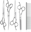 JASON Dog Grooming Scissors Set - Professional 6 in 1 Shears Kit Silver