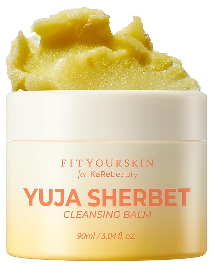 FIT YOUR SKIN Yuja Sherbet Cleansing Balm - Korean First Cleanse Makeup & Sunscreen Remover | Vitamin C Yuzu + Heartleaf | Balm to Oil Pore Care | Fresh Citrus Scent | 3.04 fl oz