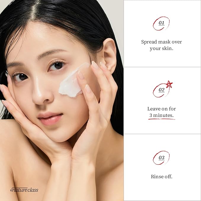 NATURECLASS R4 Rice Wash Off Facial Mask – 4-in-1 Korean Skin Care, Pore Refining, Gentle Exfoliating, Hydrating, Smooth Texture, Rice Ferment & Enzyme, Soft Cream Wash-Off, 3.38 fl oz