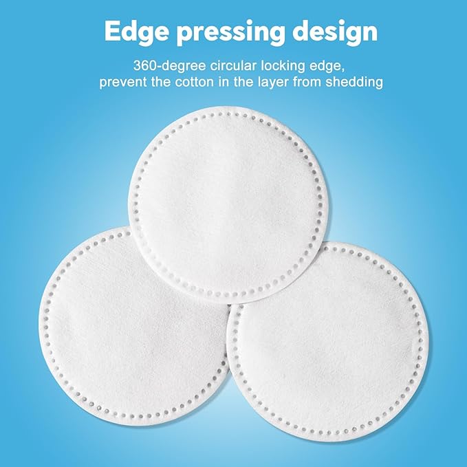 Cotton Rounds for Facial Cleansing and Nail Polish Removal (300count) - 100 Count, Pack of 3,100% Pure Cotton, Hypoallergenic Makeup Remover Pads, Lint-Free Multi-Layer Design