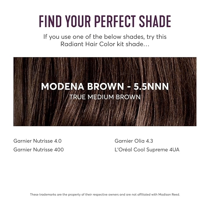Madison Reed Radiant Hair Color Kit - 100% Gray Coverage for Resistant Grays, 5.5NNN Dark Brown with Warm Golden Tones (Modena Brown) | PPD-Free & Ammonia-Free, 2 Pack