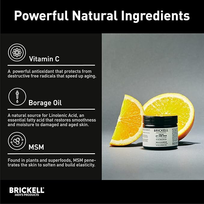Brickell Men's Products Resurfacing Anti-Aging Face Cream For Men, Face Moisturizer For Wrinkles, With Vitamin C, Jojoba Oil, and Pro-Vitamin B5, 2 Ounce, Unscented