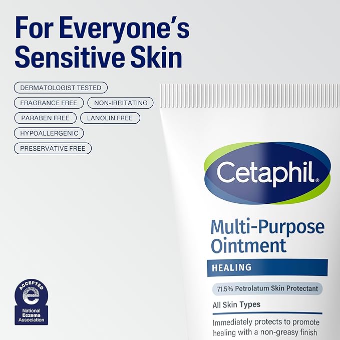 Cetaphil Healing Ointment, Soothes & Protects Dry, Chapped Skin, 3 oz