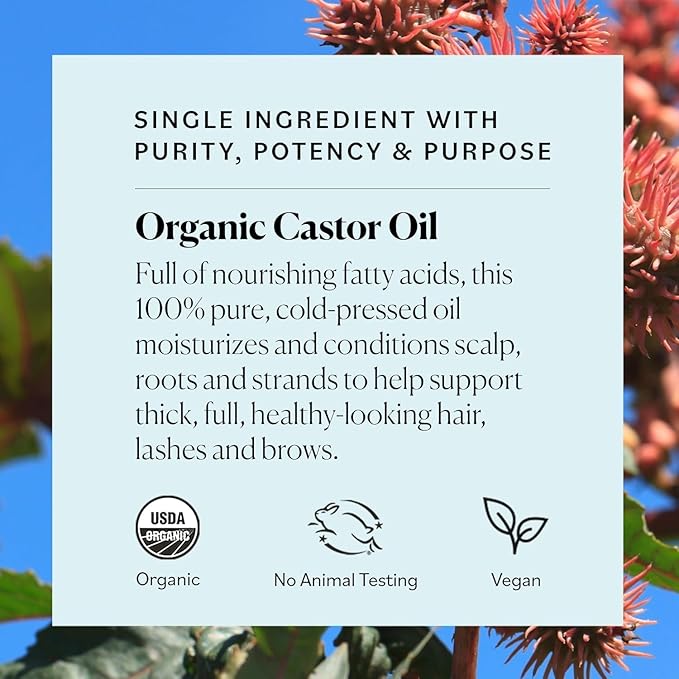 Sky Organics Organic Castor Oil 8oz, Pure, Cold Pressed and Hexane Free