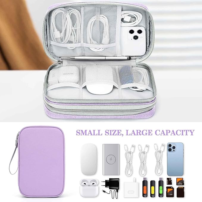 FYY Electronic Organizer, Travel Tech Pouch Bag, Large, Light Purple