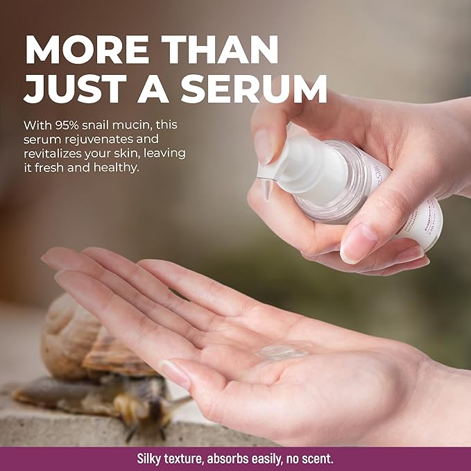 Caresilk Snail Mucin Serum - Face Hydrating Essence - Hyaluronic, Collagen, Royal Jelly - Advanced 95% Snail Peptide Moisturizer, Barrier Serum - 100 ml