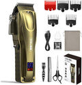 GinJee Hair Clippers for Men, Cordless & Corded Barber Clipper with 5Hrs Runtime, 7000RPM Rotary Motor & LED Display, Waterproof Professional Hair Cutting Kit for Men and Home Use (Gold)