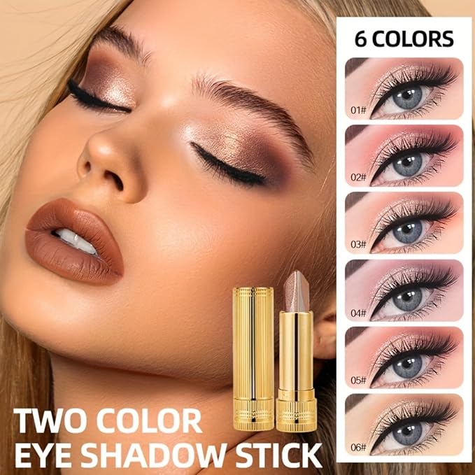 MooGlamor 6 Pcs Glitter Two-Color Eyeshadow Stick Set for Women Eye Makeup