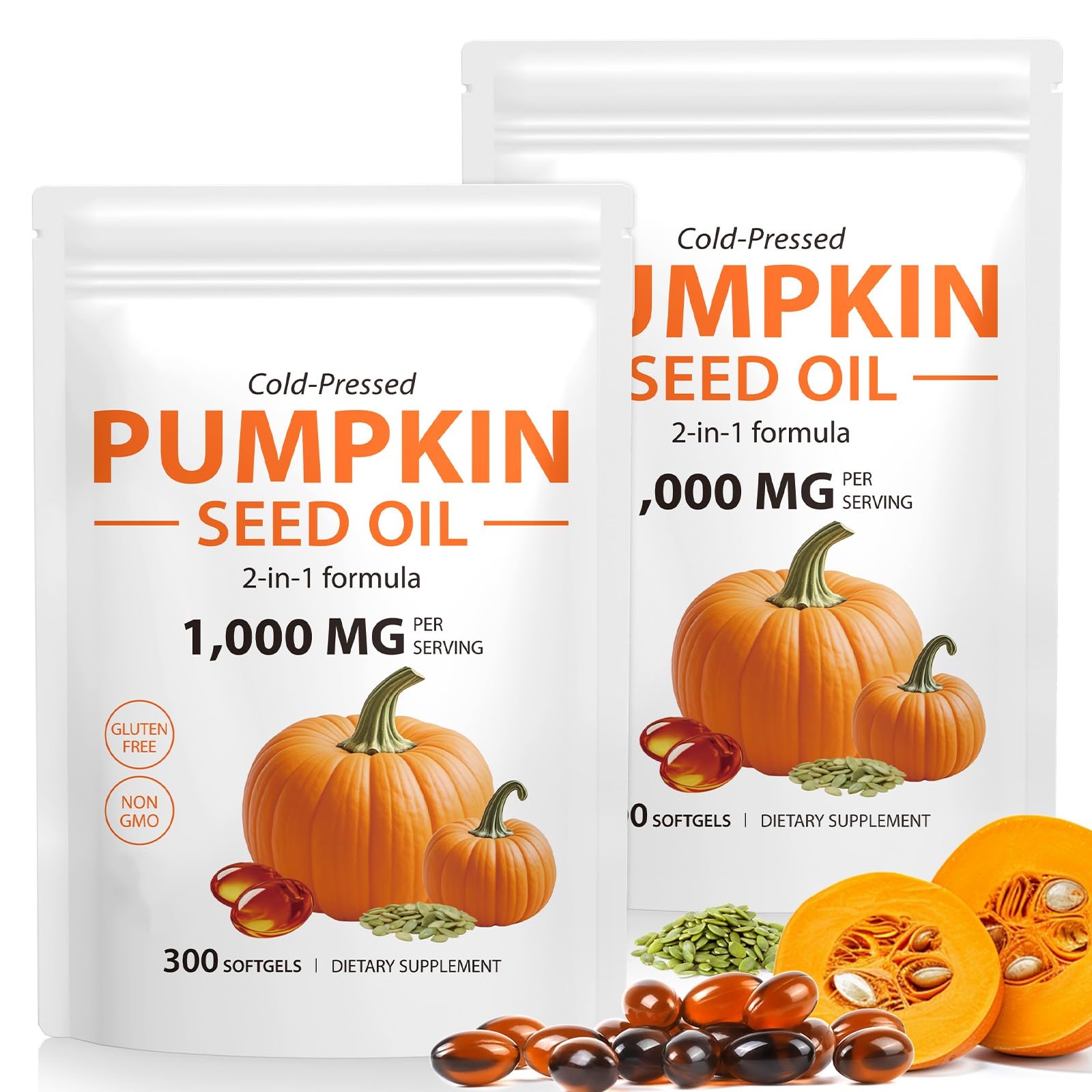 ITSDAWN Pumpkin Seed Oil Capsules 2 Pack, 1000mg Per Serving, Supports for Hair Growth, 600 Softgels