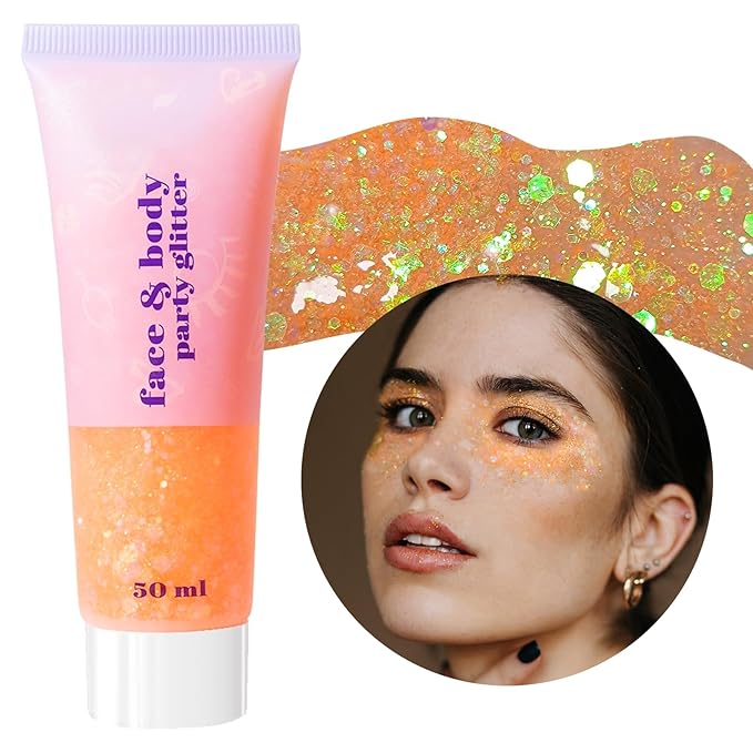 DAGEDA Coral Body Glitter Gel, Sparkly Hair Face Glitter Makeup Accessories