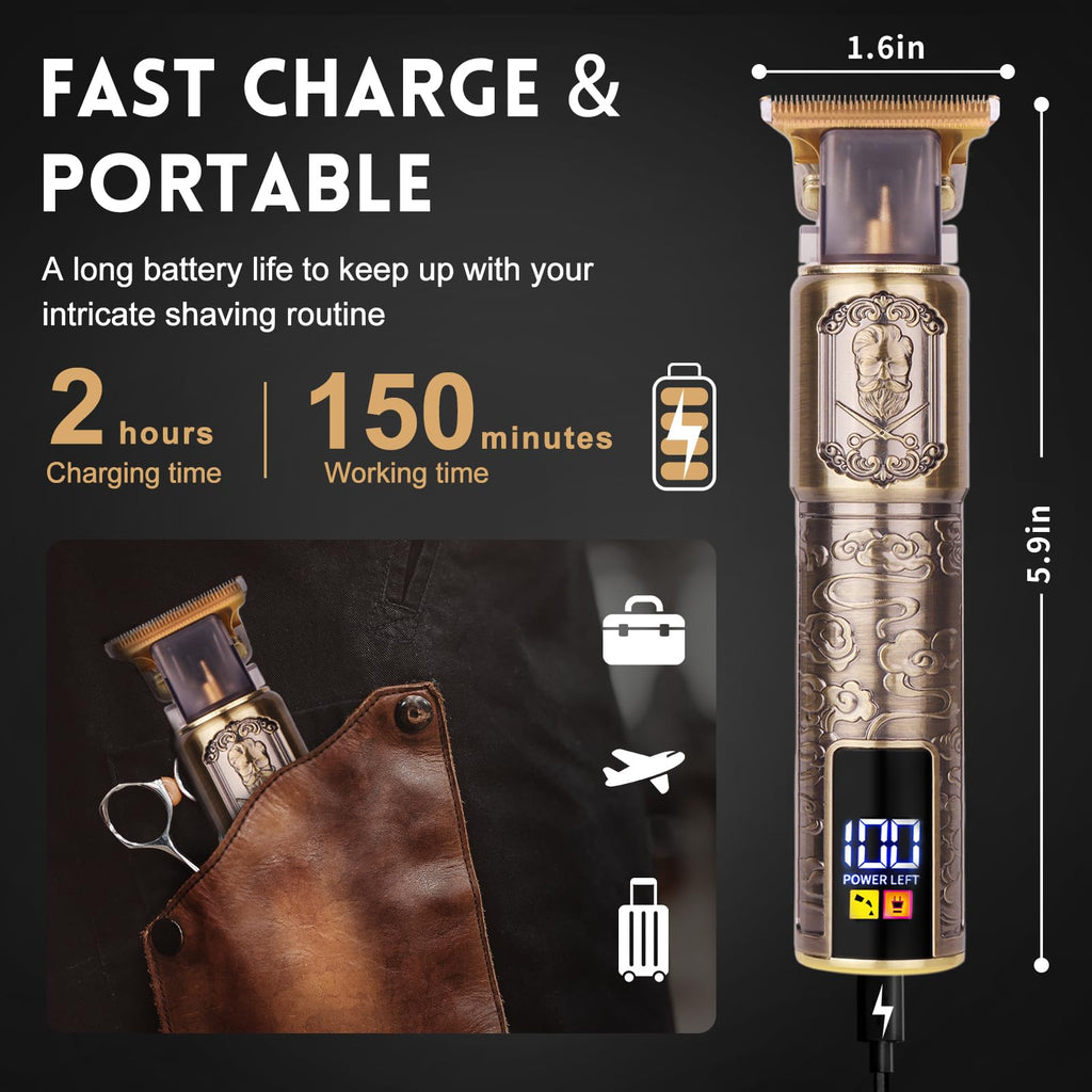 Ufree Beard Trimmer for Men, T-Blade Hair Clipper, Zero Gap Edger with LCD