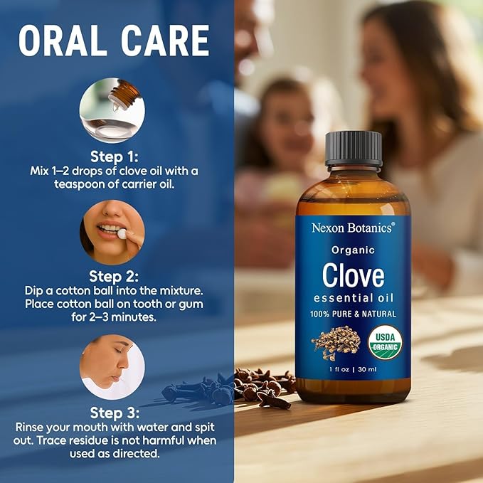 Organic Clove Essential Oil 30 ml - Pure, Natural, Undiluted for Toothache