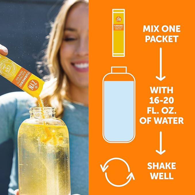 ZYN Electrolyte Drink Mix Hydration Packets, Passion Fruit Electrolytes Powder, Hydration Packets w/Turmeric Curcumin, Vitamin C & D, Zinc, Hydrate & Recover Electrolyte Powder, Pack of 16