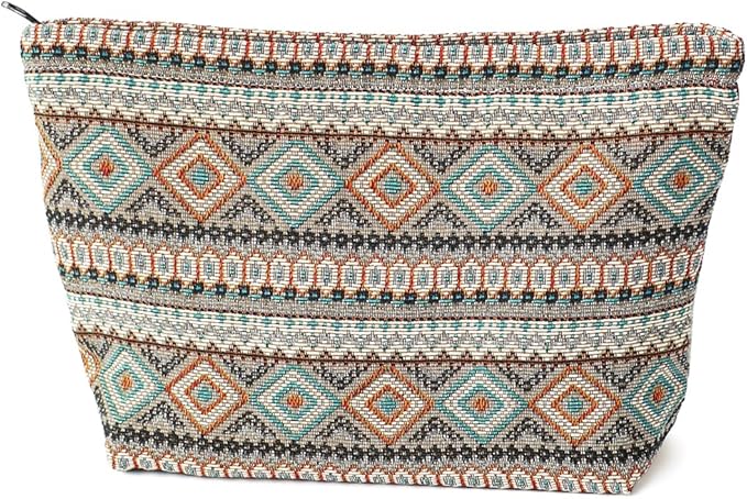 BBORGDC Stylish Jacquard Makeup Bag - Large Capacity Cosmetic Pouch & Travel Toiletry Organizer with Zipper, Perfect for Daily Use & Gifts