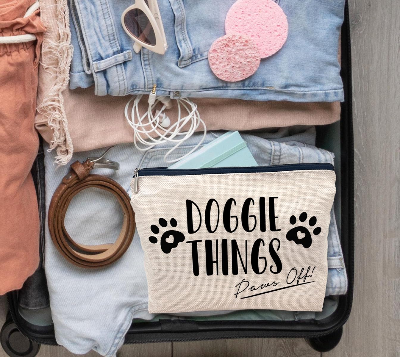 IWXYI Pet Mom Gift,Gift For Pet Mom,Doggie Things Bag,Dog Things Makeup Make Up Bag Zipper Pouch Travel Toiletry Gifts For Dog Mom Lover
