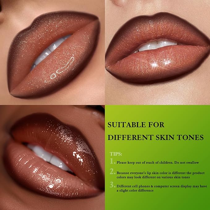 Wugbc Brown Lip Liner & Lip Gloss Set Moisturizing Lip Kit, Smooth Dark Brown Lip Liner Pencil Hydrating Lip Tint Non Sticky Click Lip Balm Lightweight Long Lasting Daily Lip Care for Women