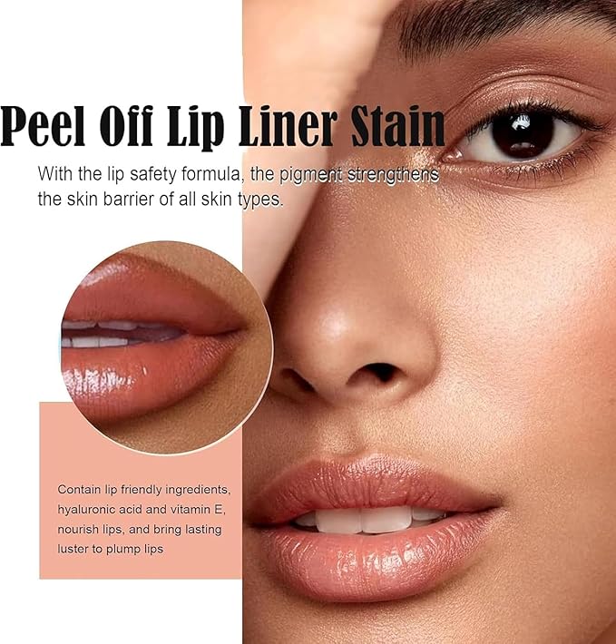 Aseawave 3Pcs Peel Off Lip Liner Lipstick Makeup, Chestnut Nude Brown Peel Off Lipgloss for Women Magic Lipstick 24 Hours Original Lip Liner Makeup Stain (#C, 1 Count (Pack of 3))