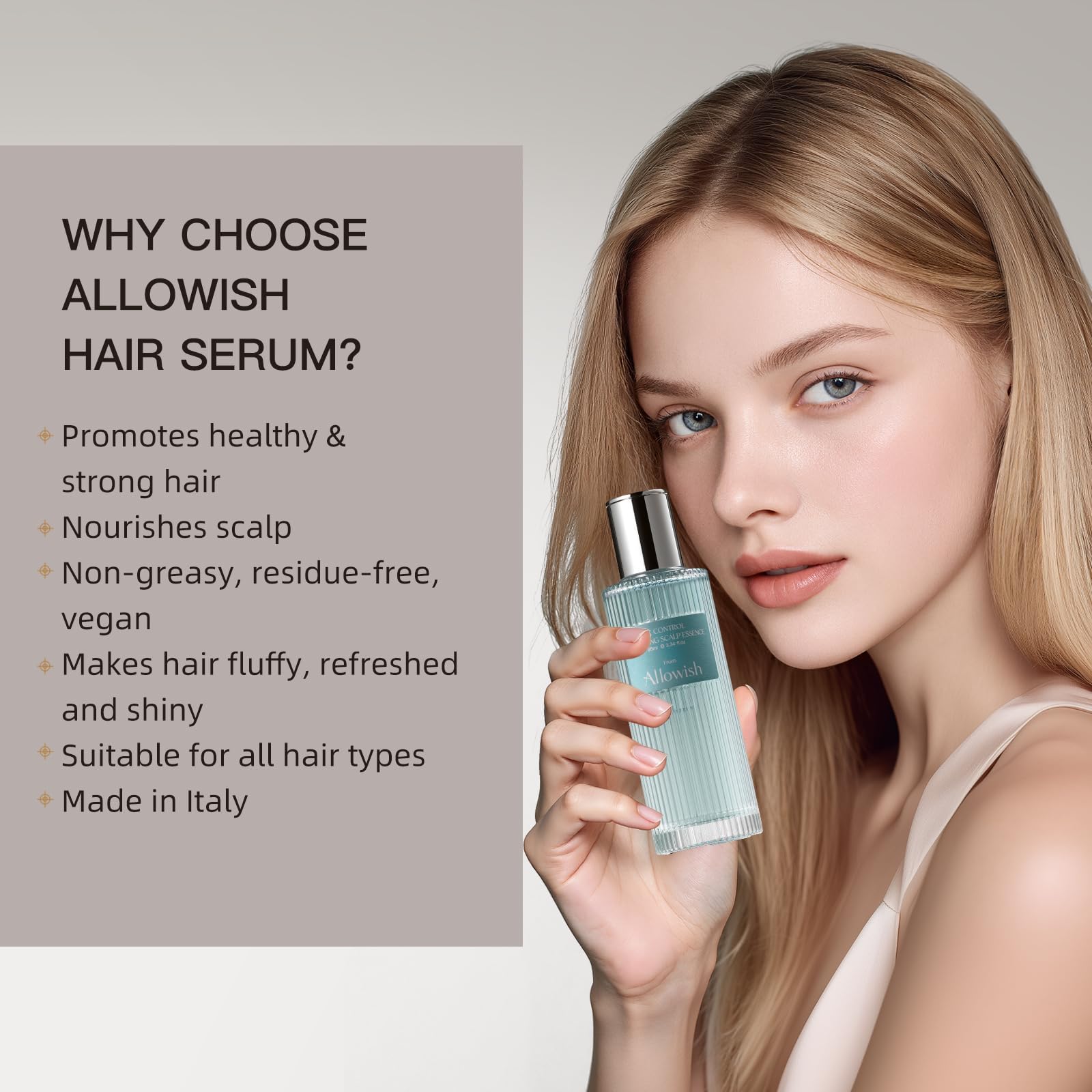 ALLOWISH Advanced Hair Serum - 95 ml Scalp Treatment for Fuller, Nourish, Glossy Hair | Prevents Frizz, Promotes Healthy Scalp & Strengthens Roots, Reduces Oil & Buildup