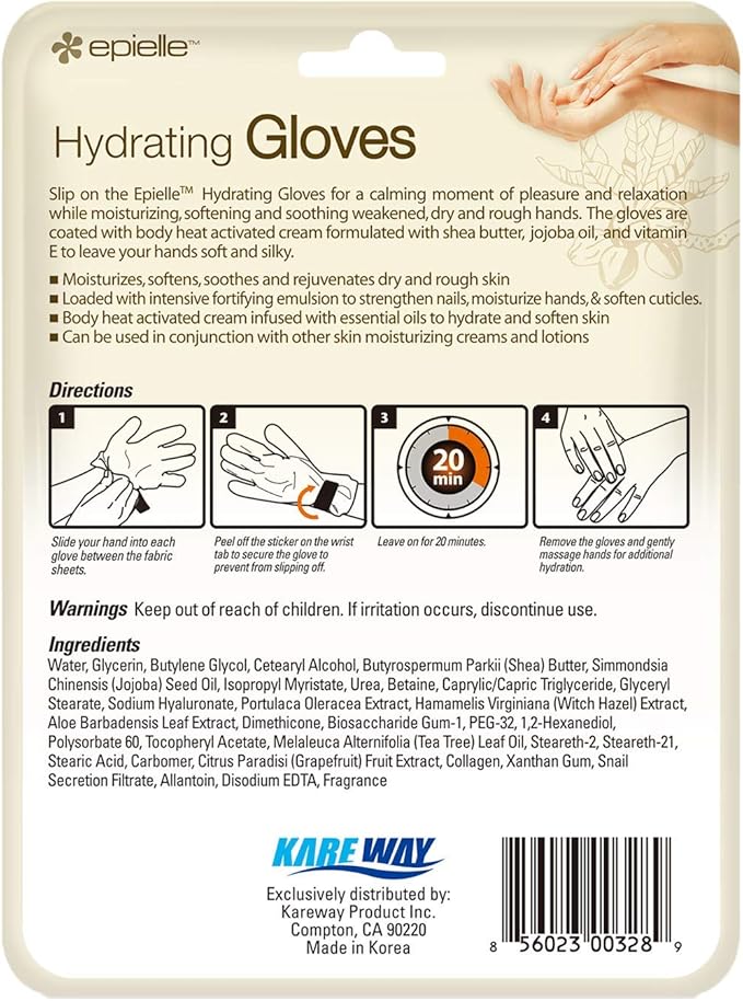 Epielle Hydrating Hand Mask 6 Pairs, Relieve and Soften with Shea Butter & Jojoba Oil, Deep Moisturizing Gloves for Dry, Cracked Hands, Self Care Gifts for Women, Spa Kit