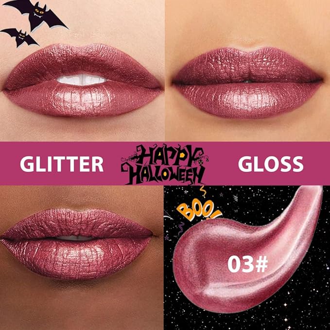 CAKAILA Red Purple Metallic Lipstick for Women,Glitter Sparkling Liquid Lipstick,Long Lasting Waterproof Lightweight Comfortable Non-Drying Bold Dark Lip Gloss for Gothic Stage Makeup,Vegan