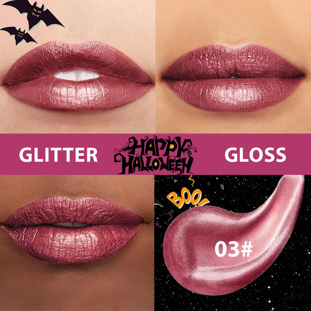 CAKAILA Red Purple Metallic Lipstick for Women,Glitter Sparkling Liquid Lipstick,Long Lasting Waterproof Lightweight Comfortable Non-Drying Bold Dark Lip Gloss for Gothic Stage Makeup,Vegan