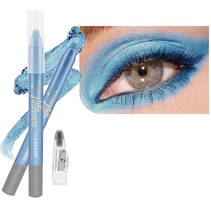 Daeuwiutr Light Blue Eyeshadow Stick, Highlighter Eye Liner,Eye Brightener Stick, Shimmer Creamy eye shadow, Waterproof Eyeshadow Pencil Long Lasting Eye Shadow Makeup.#4 light blue shimmer