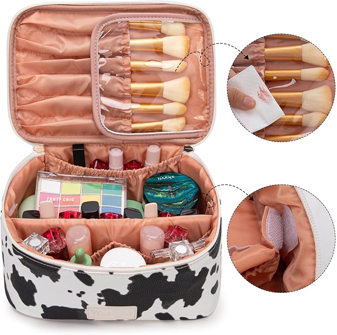 Wrangler Travel Makeup Bag 2pcs Set Cosmetic Bag with Makeup Brush Holder