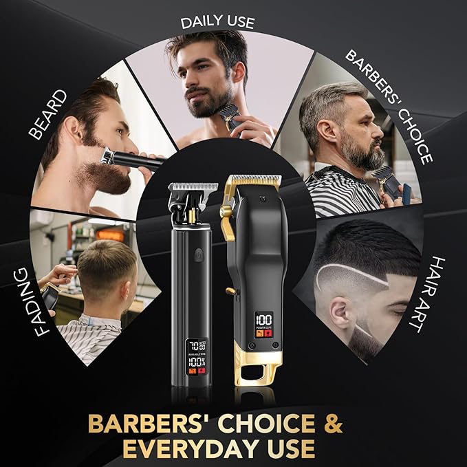 YOGINGO Professional Hair Clippers for Men, Barber Hair Cutting Kit Cordless, Rechargeable Grooming Set Gifts for Men
