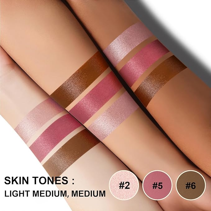 3Pcs Contour Stick Kit,Shades with Highlighter Blush Bronzer, LIGHT MEDIUM