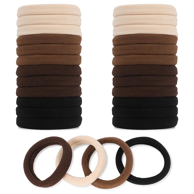 2 Inch Seamless Hair Elastics， No-Damage Hair Ties for Women, Elastic Hair Bands, Cotton Ponytail Holders， (colorful-120pcs)