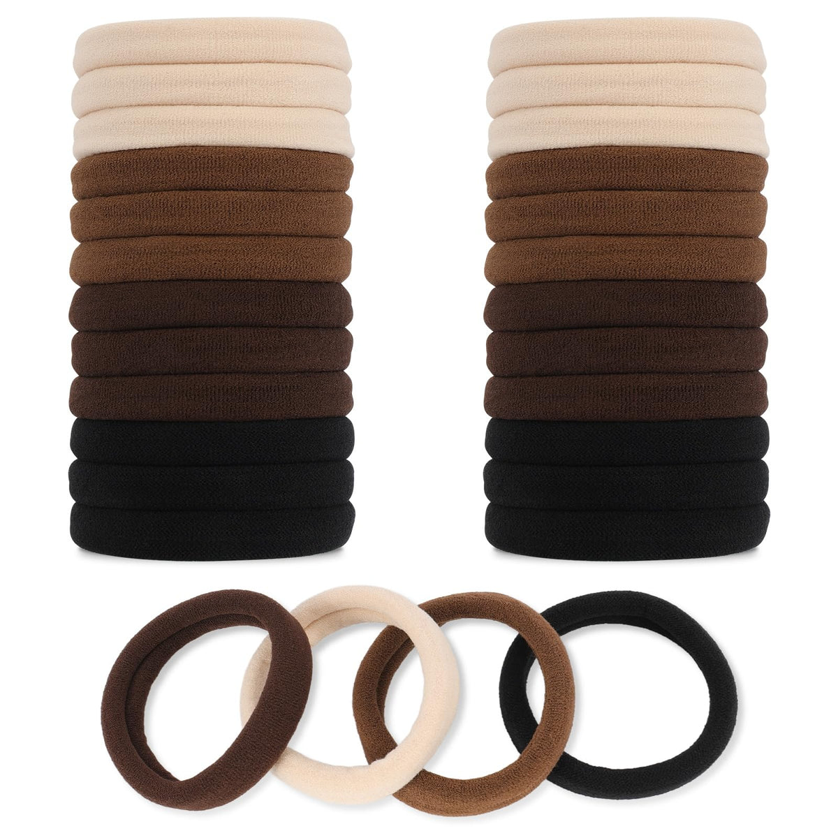 Elastic Hair Bands, 2 Inch Seamless No-Damage Hair Elastics，Cotton Ponytail Holders，Stretchable Hair Bands (Black-120pcs)